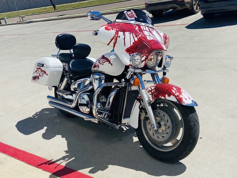 Matte White Color Change & Blood Effects for Custom Motorcycle