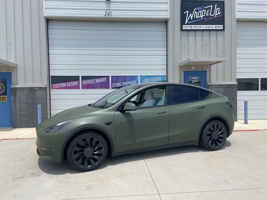 3M Matte Military Green Color Change for Tesla Model Y